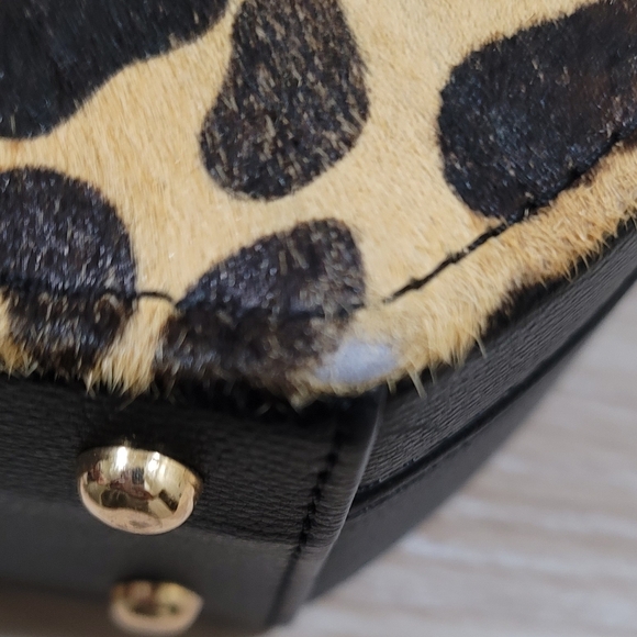 Dune London Leather Leopard Print Animal Hair Crossbody Bag - Picture 13 of 13